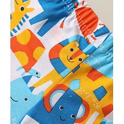 Babyhug 100% Cotton Above Knee Length Animal Printed & Striped Trunk Pack Of 3 - Blue Orange & Light Blue
