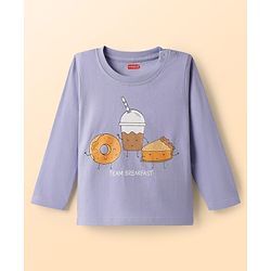 Babyhug Cotton Knit Full Sleeves Printed Co-Ord Night Suits Pack of 2 - White & Purple