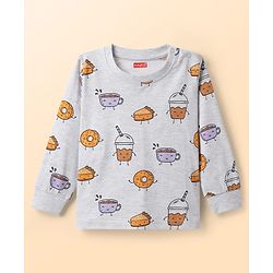 Babyhug Cotton Knit Full Sleeves Printed Co-Ord Night Suits Pack of 2 - White & Purple