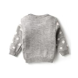 Babyhug Knitted Full Sleeves Sweater Set With Bunny & Polka Dot Print - Grey