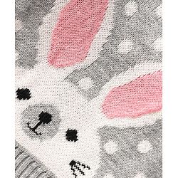 Babyhug Knitted Full Sleeves Sweater Set With Bunny & Polka Dot Print - Grey