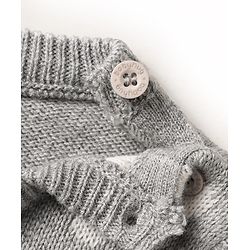Babyhug Knitted Full Sleeves Sweater Set With Bunny & Polka Dot Print - Grey