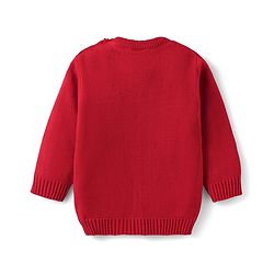 Babyhug Knitted Full Sleeves Solid Color Sweater Set with Cable Knit Design - Red