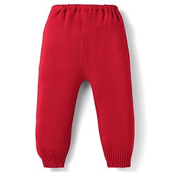 Babyhug Knitted Full Sleeves Solid Color Sweater Set with Cable Knit Design - Red
