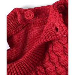 Babyhug Knitted Full Sleeves Solid Color Sweater Set with Cable Knit Design - Red