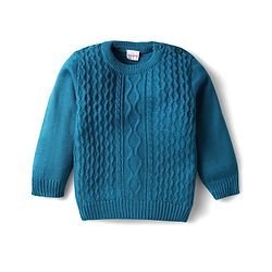 Babyhug Knitted Full Sleeves Solid Color Sweater Set with Cable Knit Design - Red