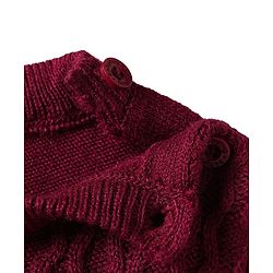Babyhug Knitted Full Sleeves Sweater Set with Cable Knit Design - Wine