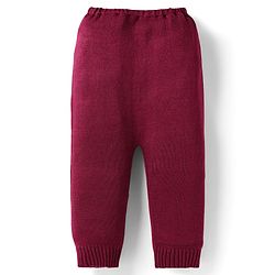 Babyhug Knitted Full Sleeves Sweater Set with Cable Knit Design - Wine