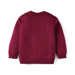 Babyhug Knitted Full Sleeves Sweater Set with Cable Knit Design - Wine
