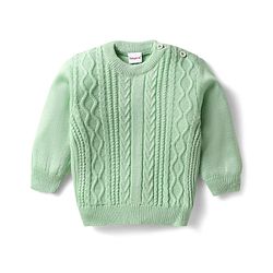 Babyhug Knitted Full Sleeves Sweater Set with Cable Knit Design - Wine