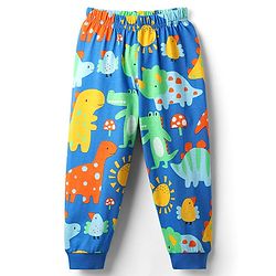 Babyhug Cotton Knit Full Sleeves Co-Ord Night Suit With Dino Print - Blue