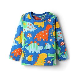 Babyhug Cotton Knit Full Sleeves Co-Ord Night Suit With Dino Print - Blue