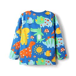 Babyhug Cotton Knit Full Sleeves Co-Ord Night Suit With Dino Print - Blue