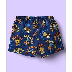 Babyhug 100% Cotton Single Jersey Knit Trunks With Stripes & Animal Print Pack Of 3 - Yellow Navy Blue & Royal Blue