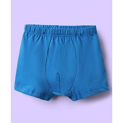 Babyhug 100% Cotton Single Jersey Knit Trunks With Stripes & Animal Print Pack Of 3 - Yellow Navy Blue & Royal Blue