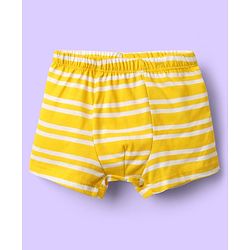 Babyhug 100% Cotton Single Jersey Knit Trunks With Stripes & Animal Print Pack Of 3 - Yellow Navy Blue & Royal Blue