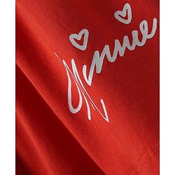 Babyhug Disney Single Jersey Knit Dungaree Style Frock & Half Sleeves Inner Tee With Minnie Mouse Graphics - Red & White
