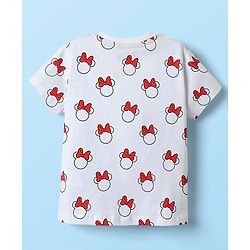 Babyhug Disney Single Jersey Knit Dungaree Style Frock & Half Sleeves Inner Tee With Minnie Mouse Graphics - Red & White