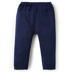 Babyhug Knitted Full Sleeves Pullover Sweater Set With Reindeer Design - Red & Navy Blue