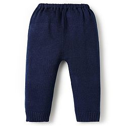 Babyhug Knitted Full Sleeves Pullover Sweater Set With Reindeer Design - Red & Navy Blue