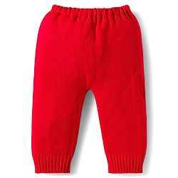 Babyhug Knitted Full Sleeves Sweater Set With Heart Design - Red