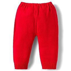 Babyhug Knitted Full Sleeves Sweater Set With Heart Design - Red