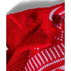 Babyhug Knitted Full Sleeves Sweater Set With Heart Design - Red