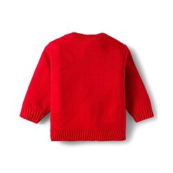 Babyhug Knitted Full Sleeves Sweater Set With Heart Design - Red