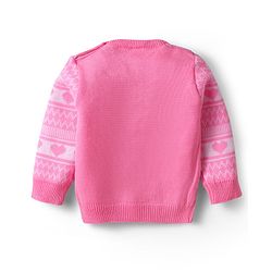 Babyhug Knitted Full Sleeves Sweater Set with Heart Design - Pink