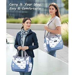 Babyhug Multipurpose Diaper Sling Bag Cloud Print - Blue| Adjustable Shoulder Strap| Insulated Bottle Pouches| Water Resistant| Carry Handle