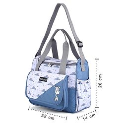 Babyhug Multipurpose Diaper Sling Bag Cloud Print - Blue| Adjustable Shoulder Strap| Insulated Bottle Pouches| Water Resistant| Carry Handle