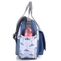 Babyhug Multipurpose Diaper Sling Bag Cloud Print - Blue| Adjustable Shoulder Strap| Insulated Bottle Pouches| Water Resistant| Carry Handle