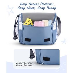 Babyhug Multipurpose Diaper Sling Bag Cloud Print - Blue| Adjustable Shoulder Strap| Insulated Bottle Pouches| Water Resistant| Carry Handle