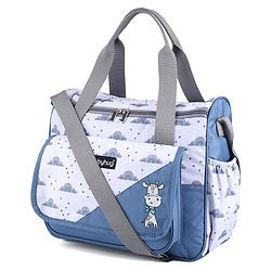 Babyhug Multipurpose Diaper Sling Bag Cloud Print - Blue| Adjustable Shoulder Strap| Insulated Bottle Pouches| Water Resistant| Carry Handle