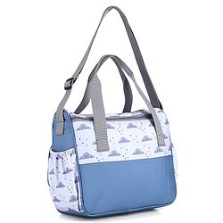 Babyhug Multipurpose Diaper Sling Bag Cloud Print - Blue| Adjustable Shoulder Strap| Insulated Bottle Pouches| Water Resistant| Carry Handle