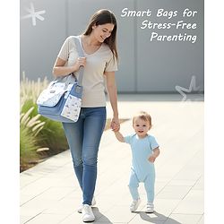 Babyhug Multipurpose Diaper Sling Bag Cloud Print - Blue| Adjustable Shoulder Strap| Insulated Bottle Pouches| Water Resistant| Carry Handle
