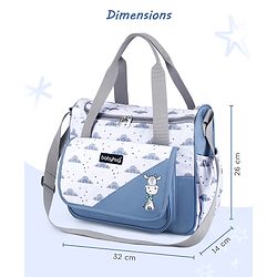 Babyhug Multipurpose Diaper Sling Bag Cloud Print - Blue| Adjustable Shoulder Strap| Insulated Bottle Pouches| Water Resistant| Carry Handle