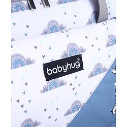 Babyhug Multipurpose Diaper Sling Bag Cloud Print - Blue| Adjustable Shoulder Strap| Insulated Bottle Pouches| Water Resistant| Carry Handle