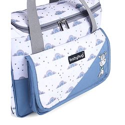 Babyhug Multipurpose Diaper Sling Bag Cloud Print - Blue| Adjustable Shoulder Strap| Insulated Bottle Pouches| Water Resistant| Carry Handle