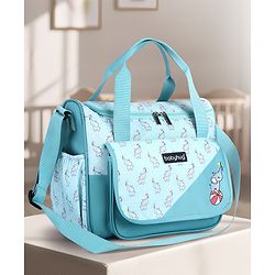 Babyhug Multipurpose Diaper Sling Bag Cloud Print - Blue| Adjustable Shoulder Strap| Insulated Bottle Pouches| Water Resistant| Carry Handle