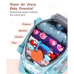 Babyhug Multipurpose Diaper Sling Bag Cloud Print - Blue| Adjustable Shoulder Strap| Insulated Bottle Pouches| Water Resistant| Carry Handle