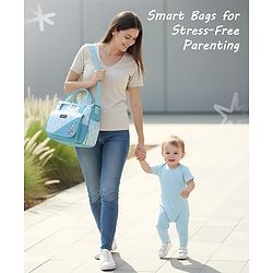 Babyhug Multipurpose Diaper Sling Bag Cloud Print - Blue| Adjustable Shoulder Strap| Insulated Bottle Pouches| Water Resistant| Carry Handle