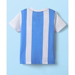 Babyhug Marvel Single Jersey Knit Half Sleeves Stripred T-Shirt & Shorts Set with Avengers Graphics - Light Blue & Navy Blue