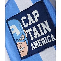 Babyhug Marvel Single Jersey Knit Half Sleeves Stripred T-Shirt & Shorts Set with Avengers Graphics - Light Blue & Navy Blue