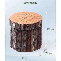 Babyhug Foldable Pouffe with Storage in Wood Theme - Brown| Multipurpose - Stool, Footstool & Storage Box for Kids