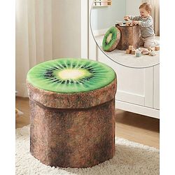 Babyhug Foldable Pouffe with Storage in Wood Theme - Brown| Multipurpose - Stool, Footstool & Storage Box for Kids