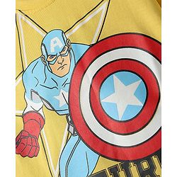 Babyhug Marvel Single Jersey Knit Half Sleeves T-Shirt & Shorts Set With Avengers Graphics - Yellow & Blue