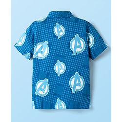 Babyhug Marvel Single Jersey Knit Half Sleeves Shirt & Shorts Co-Ord Set With Avengers Graphics & T-Shirt - Blue