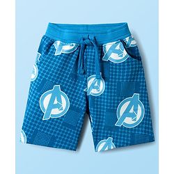 Babyhug Marvel Single Jersey Knit Half Sleeves Shirt & Shorts Co-Ord Set With Avengers Graphics & T-Shirt - Blue