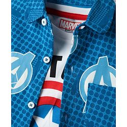 Babyhug Marvel Single Jersey Knit Half Sleeves Shirt & Shorts Co-Ord Set With Avengers Graphics & T-Shirt - Blue